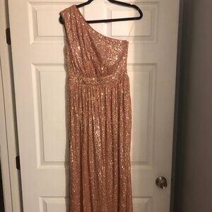 MISSORD One Shoulder Sequin Maxi Pink Formal Dress, Size Medium, NWT